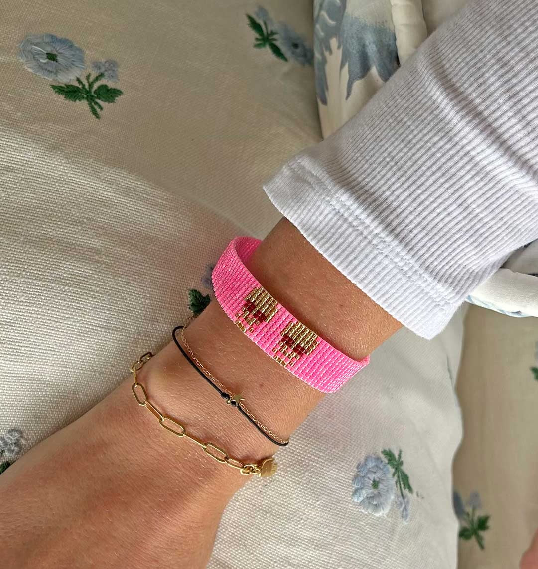 Neon Pink Skull Bracelet
