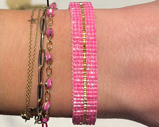 Neon Pink Stripe Bracelet