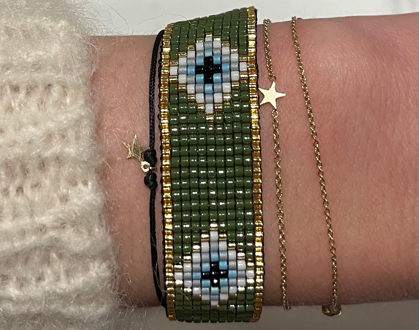 Army Green Evil Eye Bracelet