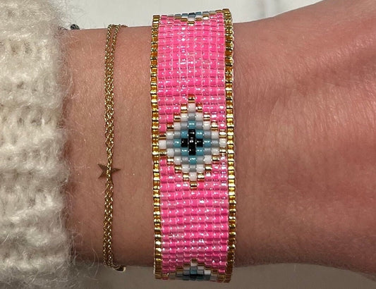 Neon Pink Evil Eye Bracelet